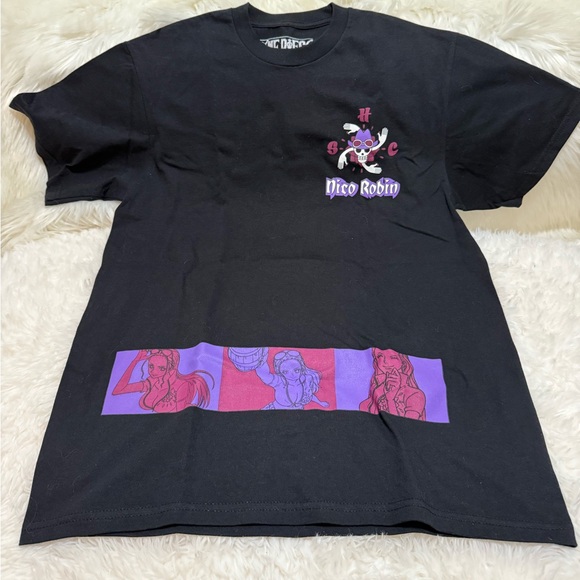 One Piece Mens T-Shirt Nico Robin Lapel Logo And Image On Back Sz M - Picture 1 of 7
